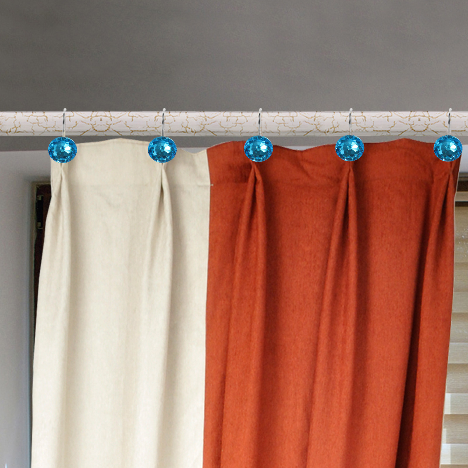 Curtain Rods - 12 قطعة من خطافات ستائر الحمام،