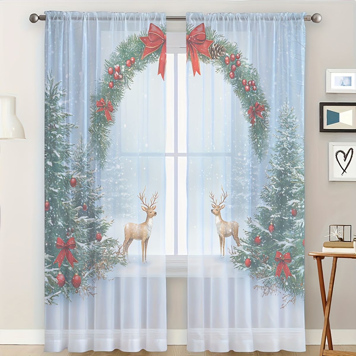 قطعتان من ستائر شفافة لفصل الش - مراجعة Curtain Rods وسعره