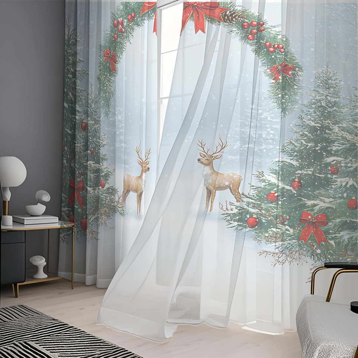 قطعتان من ستائر شفافة لفصل الش - مراجعة Curtain Rods وسعره